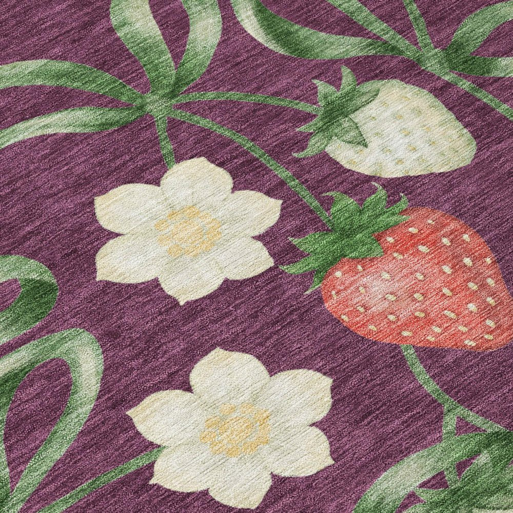 8' Eggplant And Purple Round Floral Washable Indoor Outdoor Area Rug HomeRoots