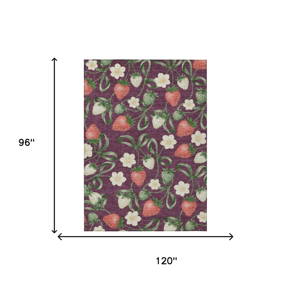 8' X 10' Eggplant And Purple Floral Washable Indoor Outdoor Area Rug HomeRoots