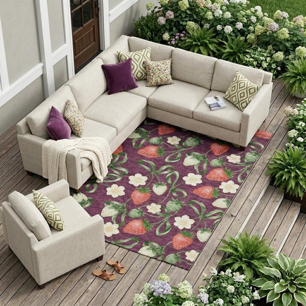10' X 14' Eggplant And Purple Floral Washable Indoor Outdoor Area Rug HomeRoots