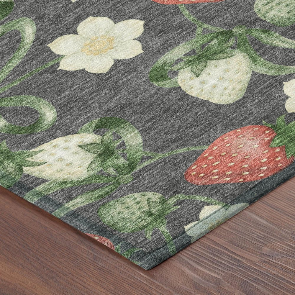 3' X 5' Graphite And Gray Floral Washable Indoor Outdoor Area Rug HomeRoots