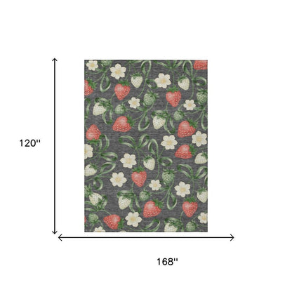 10' X 14' Graphite And Gray Floral Washable Indoor Outdoor Area Rug HomeRoots