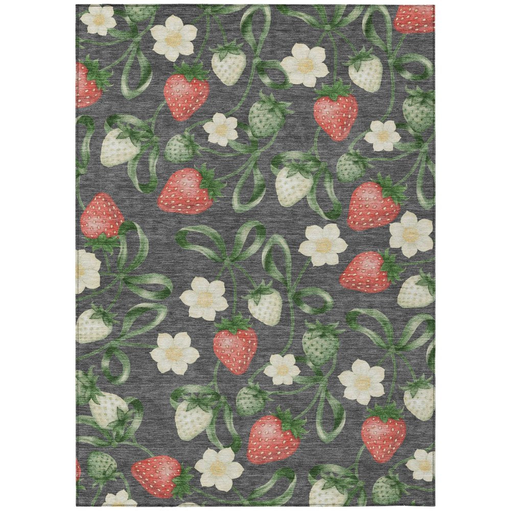 10' X 14' Graphite And Gray Floral Washable Indoor Outdoor Area Rug HomeRoots