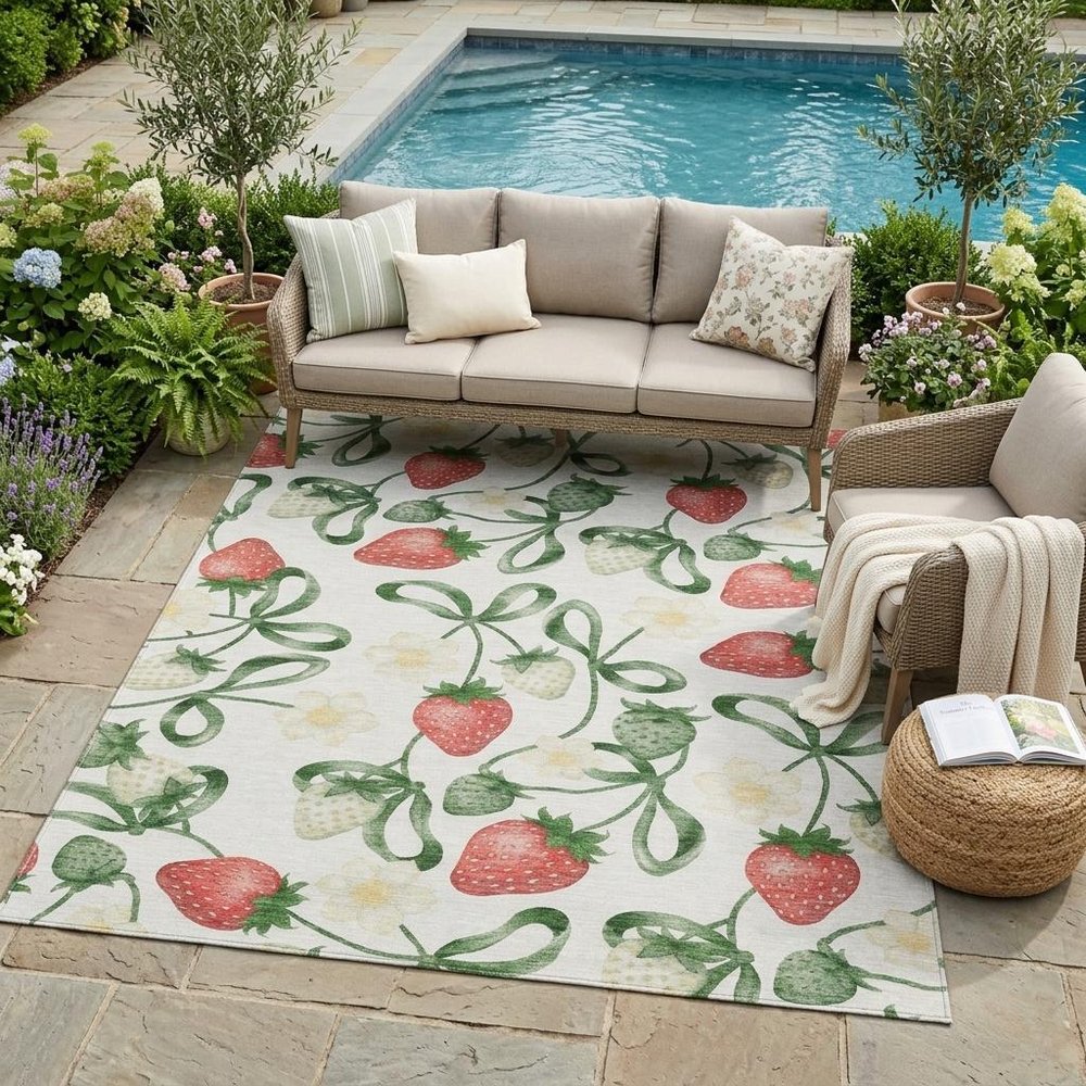 5' X 8' Ivory And Linen Floral Washable Indoor Outdoor Area Rug HomeRoots