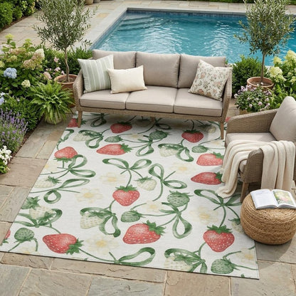 5' X 8' Ivory And Linen Floral Washable Indoor Outdoor Area Rug HomeRoots