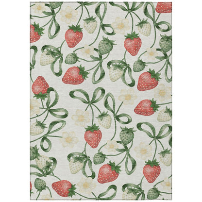 5' X 8' Ivory And Linen Floral Washable Indoor Outdoor Area Rug HomeRoots