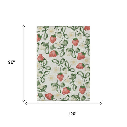 8' X 10' Ivory And Linen Floral Washable Indoor Outdoor Area Rug HomeRoots