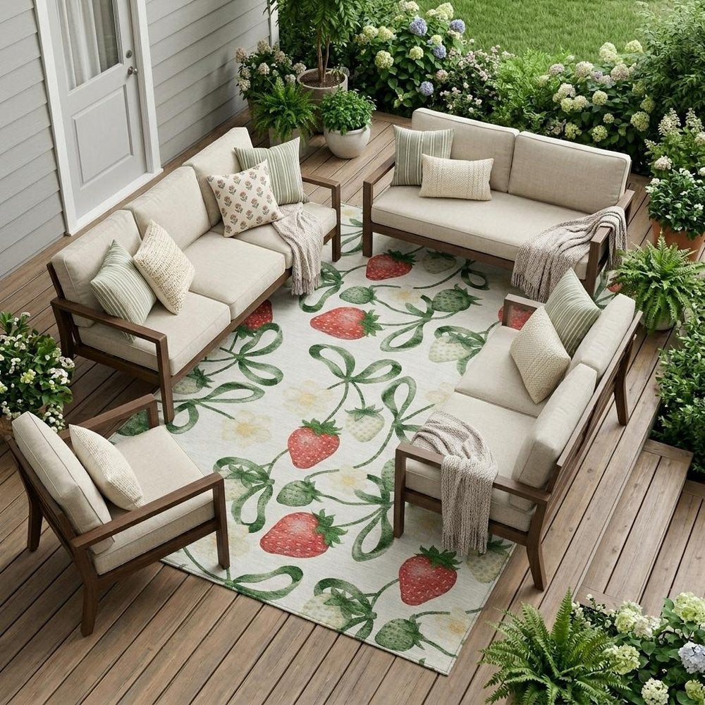 9' X 12' Ivory And Linen Floral Washable Indoor Outdoor Area Rug HomeRoots