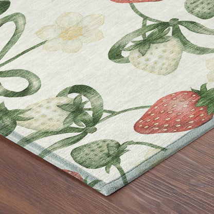 9' X 12' Ivory And Linen Floral Washable Indoor Outdoor Area Rug HomeRoots