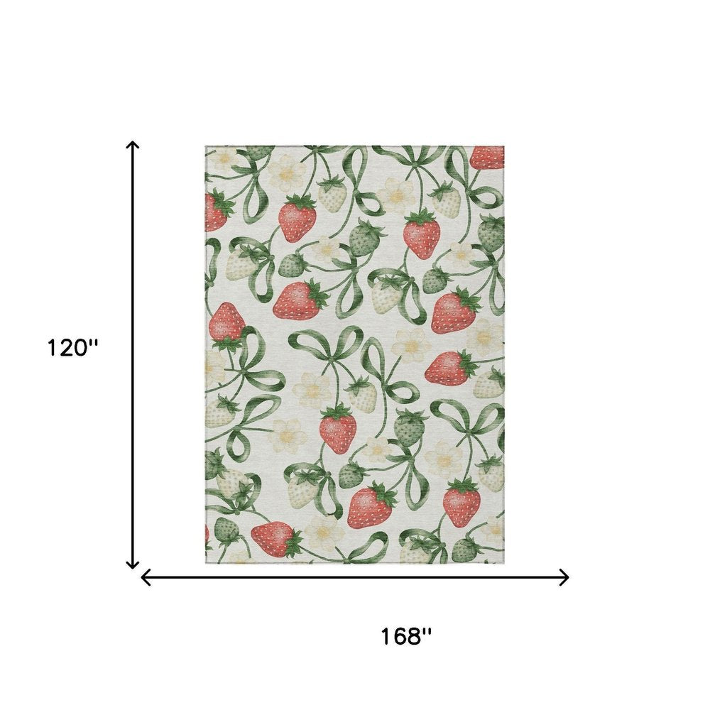10' X 14' Ivory And Linen Floral Washable Indoor Outdoor Area Rug HomeRoots