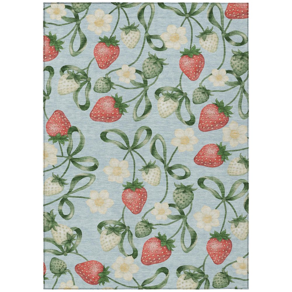 3' X 5' Sky Blue And Blue Floral Washable Indoor Outdoor Area Rug HomeRoots