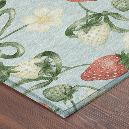 3' X 5' Sky Blue And Blue Floral Washable Indoor Outdoor Area Rug HomeRoots