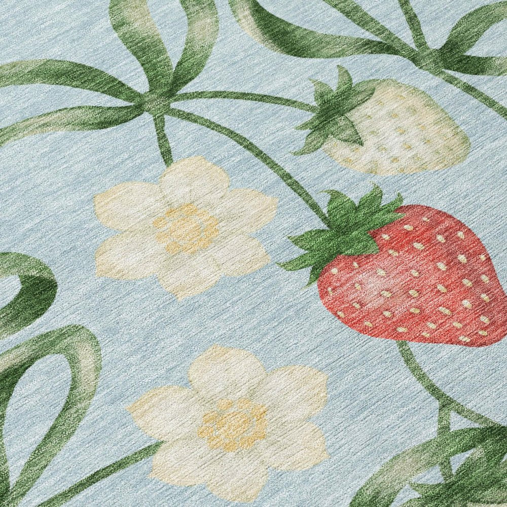 3' X 5' Sky Blue And Blue Floral Washable Indoor Outdoor Area Rug HomeRoots
