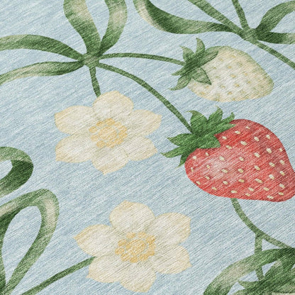 3' X 5' Sky Blue And Blue Floral Washable Indoor Outdoor Area Rug HomeRoots