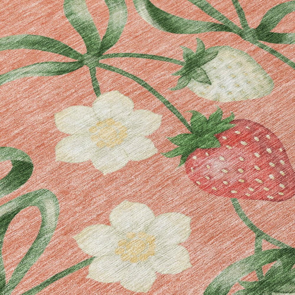 8' X 10' Salmon And Orange Floral Washable Indoor Outdoor Area Rug HomeRoots
