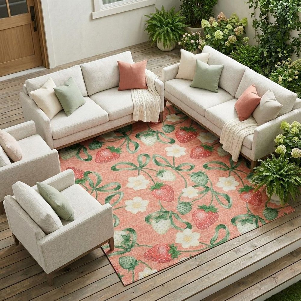 9' X 12' Salmon And Orange Floral Washable Indoor Outdoor Area Rug HomeRoots