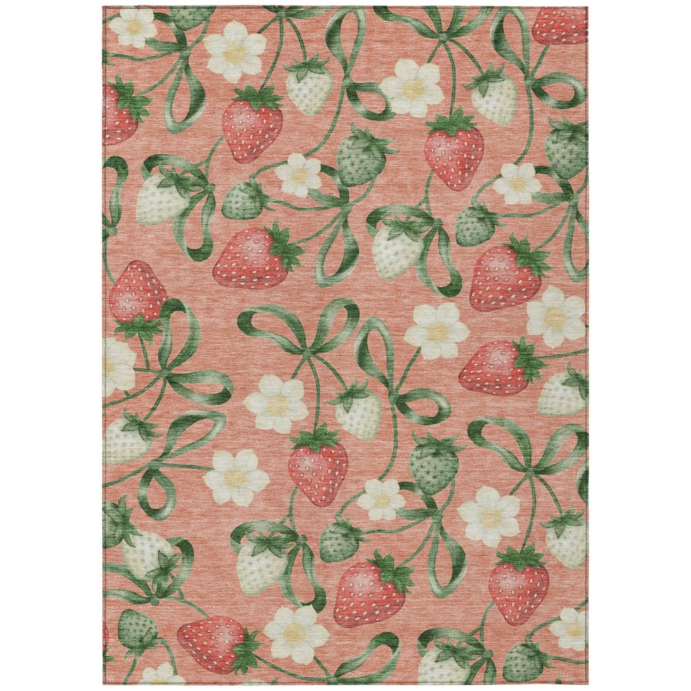10' X 14' Salmon And Orange Floral Washable Indoor Outdoor Area Rug HomeRoots