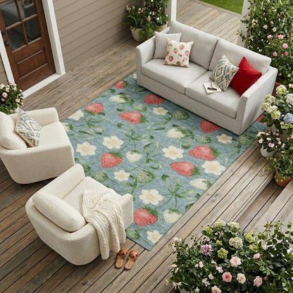 8' X 10' Teal Blue And Green Floral Washable Indoor Outdoor Area Rug HomeRoots