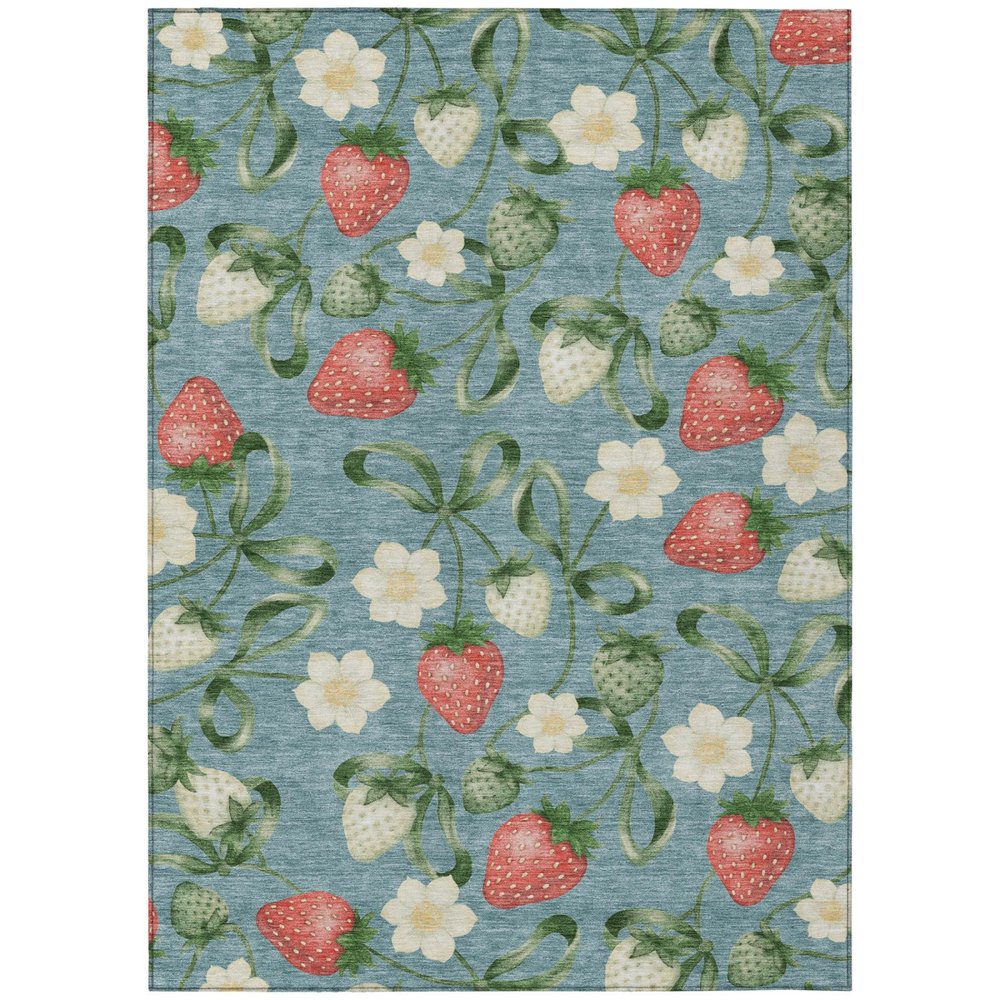 8' X 10' Teal Blue And Green Floral Washable Indoor Outdoor Area Rug HomeRoots