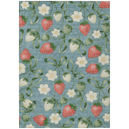 9' X 12' Teal Blue And Green Floral Washable Indoor Outdoor Area Rug HomeRoots