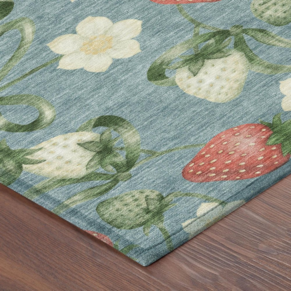 9' X 12' Teal Blue And Green Floral Washable Indoor Outdoor Area Rug HomeRoots