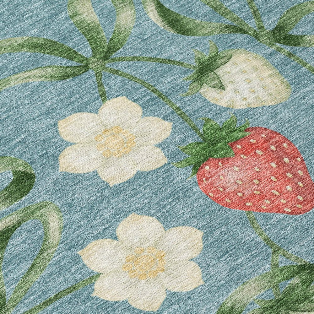 9' X 12' Teal Blue And Green Floral Washable Indoor Outdoor Area Rug HomeRoots