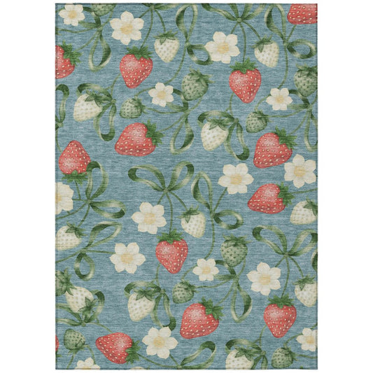10' X 14' Teal Blue And Green Floral Washable Indoor Outdoor Area Rug HomeRoots