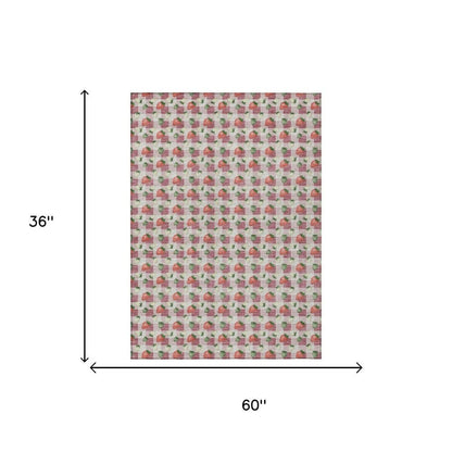 3' X 5' Blush And Pink Floral Washable Indoor Outdoor Area Rug HomeRoots