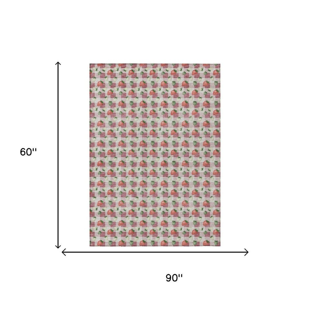 5' X 8' Blush And Pink Floral Washable Indoor Outdoor Area Rug HomeRoots