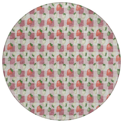 8' Blush And Pink Round Floral Washable Indoor Outdoor Area Rug HomeRoots