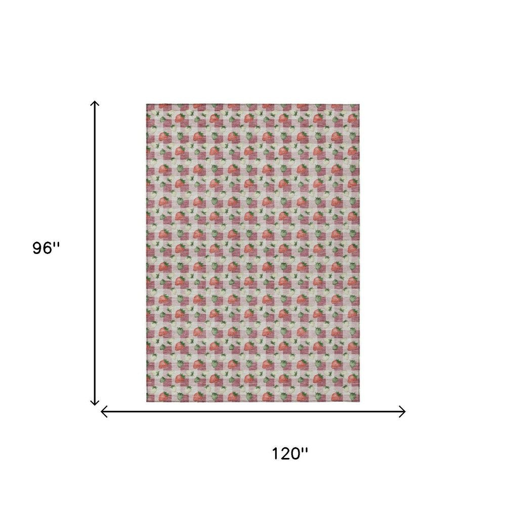 8' X 10' Blush And Pink Floral Washable Indoor Outdoor Area Rug HomeRoots