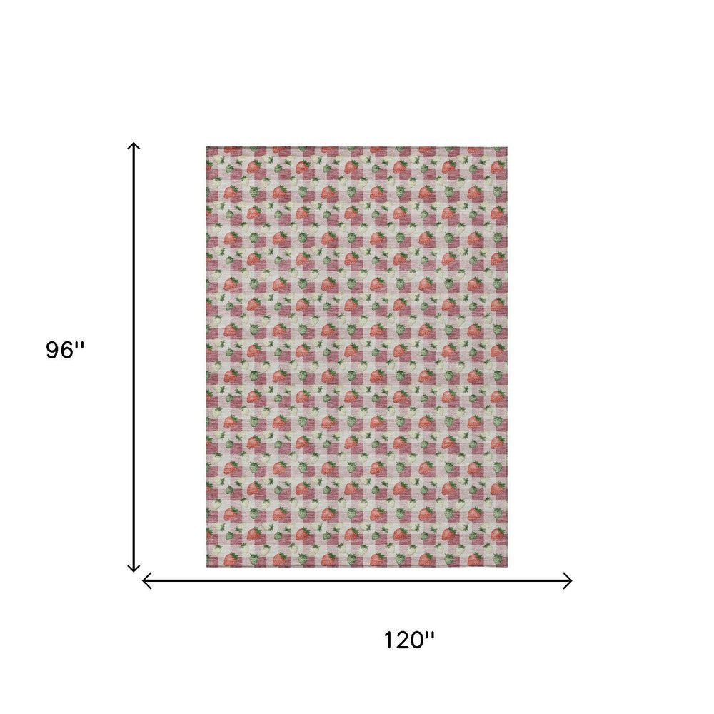 8' X 10' Blush And Pink Floral Washable Indoor Outdoor Area Rug HomeRoots