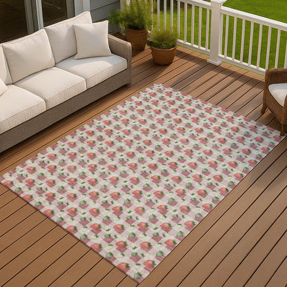 9' X 12' Blush And Pink Floral Washable Indoor Outdoor Area Rug HomeRoots