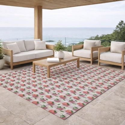 9' X 12' Blush And Pink Floral Washable Indoor Outdoor Area Rug HomeRoots