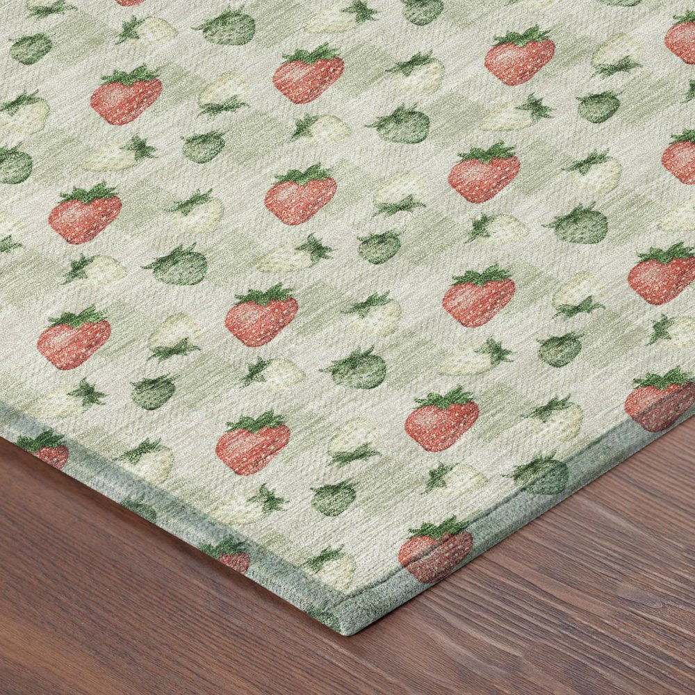 3' X 5' Green And Red Floral Washable Indoor Outdoor Area Rug HomeRoots
