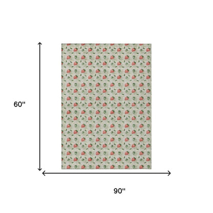 5' X 8' Green And Red Floral Washable Indoor Outdoor Area Rug HomeRoots