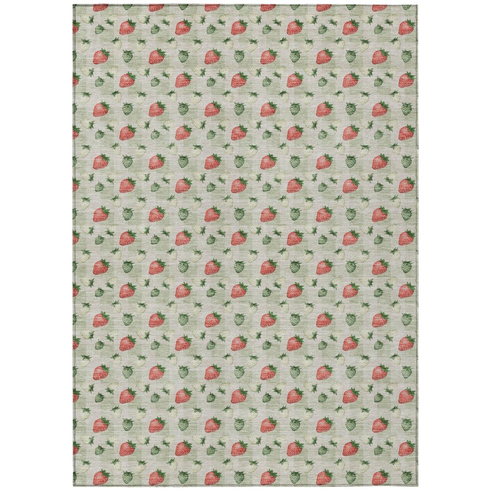 5' X 8' Green And Red Floral Washable Indoor Outdoor Area Rug HomeRoots