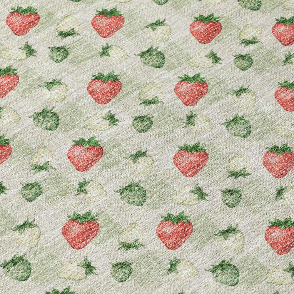 8' Green And Red Round Floral Washable Indoor Outdoor Area Rug HomeRoots