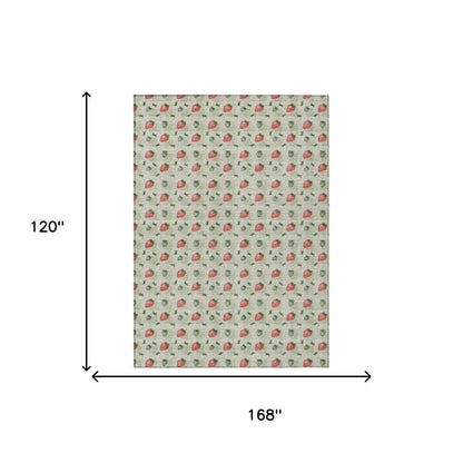 10' X 14' Green And Red Floral Washable Indoor Outdoor Area Rug HomeRoots