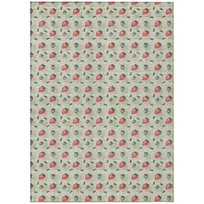 10' X 14' Green And Red Floral Washable Indoor Outdoor Area Rug HomeRoots