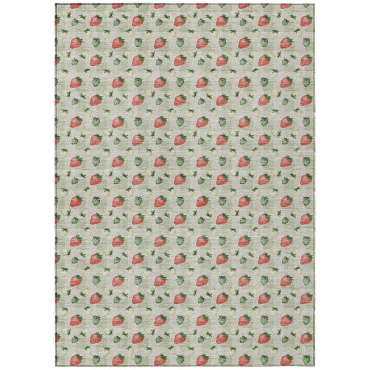 10' X 14' Green And Red Floral Washable Indoor Outdoor Area Rug HomeRoots