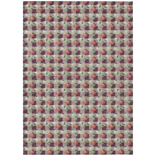 5' X 8' Eggplant And Purple Floral Washable Indoor Outdoor Area Rug HomeRoots