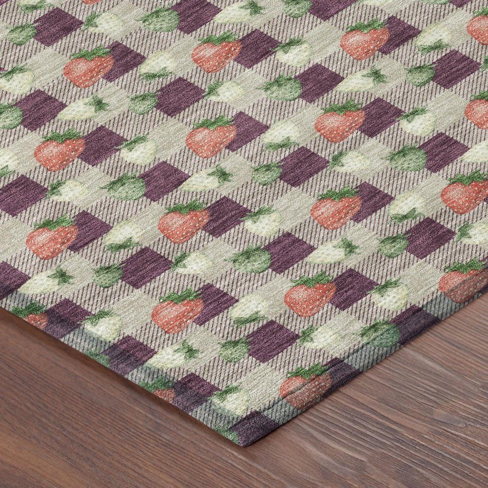 5' X 8' Eggplant And Purple Floral Washable Indoor Outdoor Area Rug HomeRoots