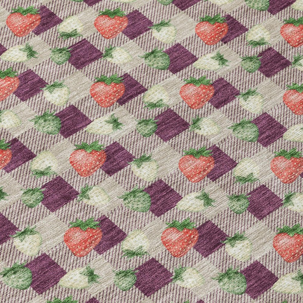 5' X 8' Eggplant And Purple Floral Washable Indoor Outdoor Area Rug HomeRoots