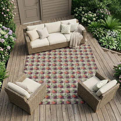 9' X 12' Eggplant And Purple Floral Washable Indoor Outdoor Area Rug HomeRoots