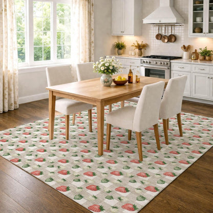 3' X 5' Ivory And Beige Floral Washable Indoor Outdoor Area Rug HomeRoots