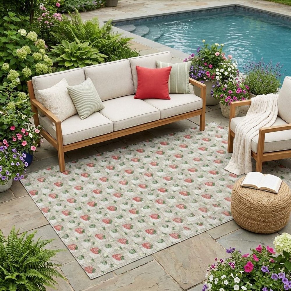 5' X 8' Ivory And Beige Floral Washable Indoor Outdoor Area Rug HomeRoots