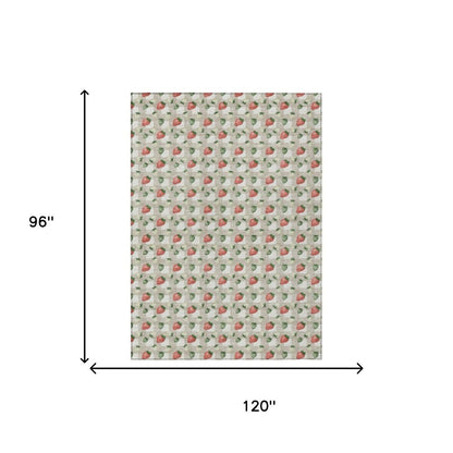 8' X 10' Ivory And Beige Floral Washable Indoor Outdoor Area Rug