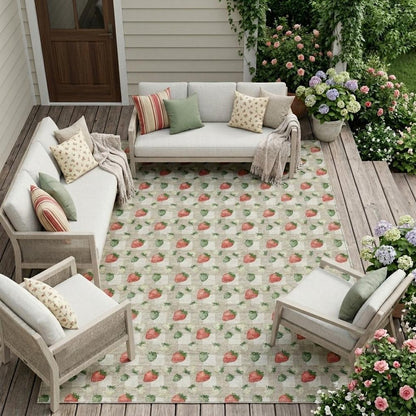 8' X 10' Ivory And Beige Floral Washable Indoor Outdoor Area Rug