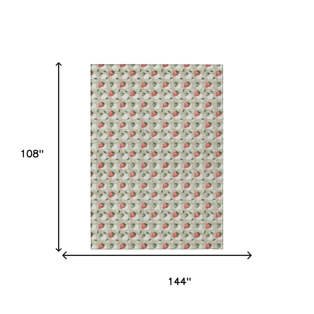9' X 12' Ivory And Beige Floral Washable Indoor Outdoor Area Rug HomeRoots