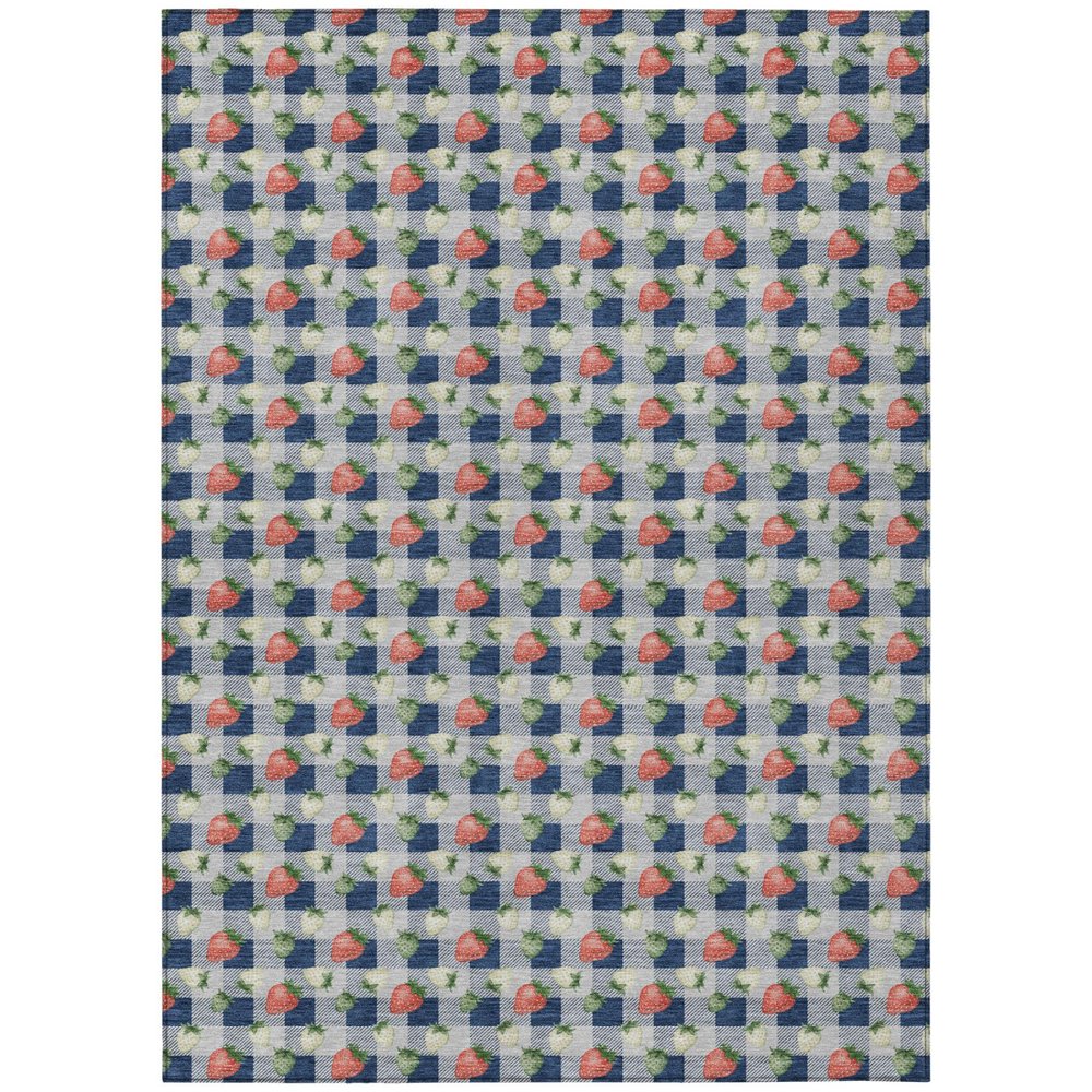 5' X 8' Navy Blue And Blue Floral Washable Indoor Outdoor Area Rug HomeRoots